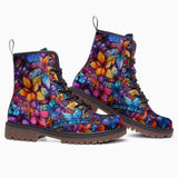 Leather Boots Vibrant Colorful Leaves