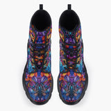 Casual Leather Chunky Boots Vibrant Colorful Leaves