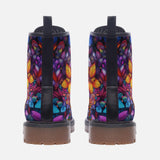 Leather Boots Vibrant Colorful Leaves