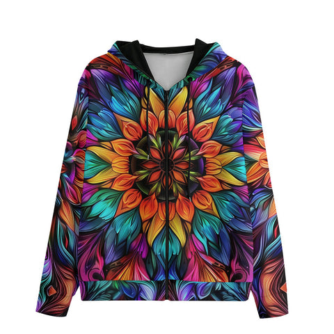 Men's Zip Up Hoodie Kaleidoscopic Vibrant Colors