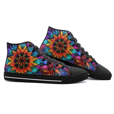 High-Top Canvas Shoes Kaleidoscopic Vibrant Colors