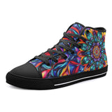 High-Top Canvas Shoes Vibrant Colorful Geometric Shapes