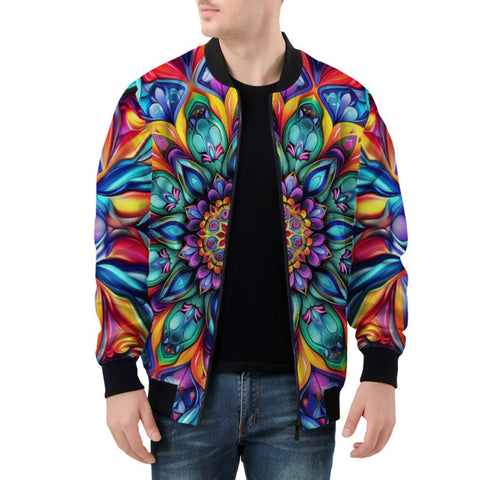 Bomber Jacket Vibrant Colorful Geometric Shapes