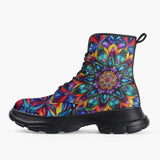 Casual Leather Chunky Boots Vibrant Colorful Geometric Shapes