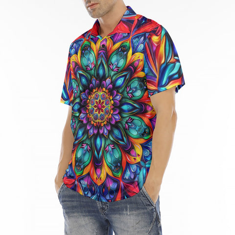 Men's Polo Shirt Vibrant Colorful Geometric Shapes