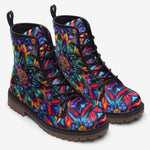 Leather Boots Vibrant Colorful Geometric Shapes