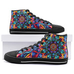 High-Top Canvas Shoes Vibrant Colorful Geometric Shapes