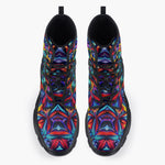 Casual Leather Chunky Boots Vibrant Colorful Geometric Shapes