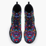 Casual Leather Chunky Boots Vibrant Colorful Geometric Shapes