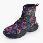 Casual Leather Chunky Boots Vibrant Colorful Geometric Shapes