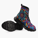 Casual Leather Chunky Boots Vibrant Colorful Geometric Shapes