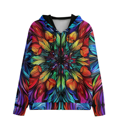 Men's Zip Up Hoodie Colorful Abstract Digital Art