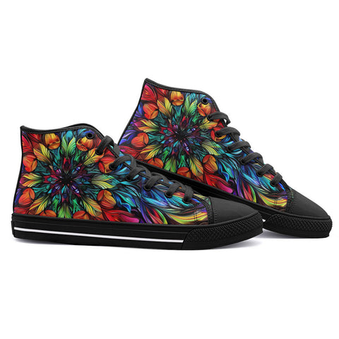 High-Top Canvas Shoes Colorful Abstract Digital Art