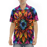 Men's Polo Shirt Rainbow Colored Flowers
