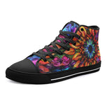 High-Top Canvas Shoes Rainbow Colored Flowers
