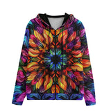 Men's Zip Up Hoodie Rainbow Colored Flowers