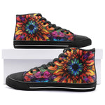 High-Top Canvas Shoes Rainbow Colored Flowers