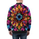 Bomber Jacket Rainbow Colored Flowers