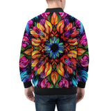 Bomber Jacket Rainbow Colored Flowers