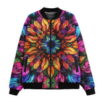Bomber Jacket Rainbow Colored Flowers