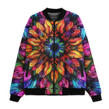 Bomber Jacket Rainbow Colored Flowers