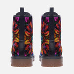 Leather Boots Rainbow Colored Flowers