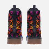 Leather Boots Rainbow Colored Flowers