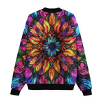 Bomber Jacket Rainbow Colored Flowers