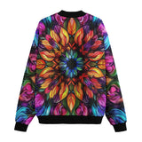 Bomber Jacket Rainbow Colored Flowers