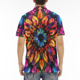 Men's Polo Shirt Rainbow Colored Flowers