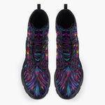 Casual Leather Chunky Boots Abstract Psychedelic Cibrant Colors