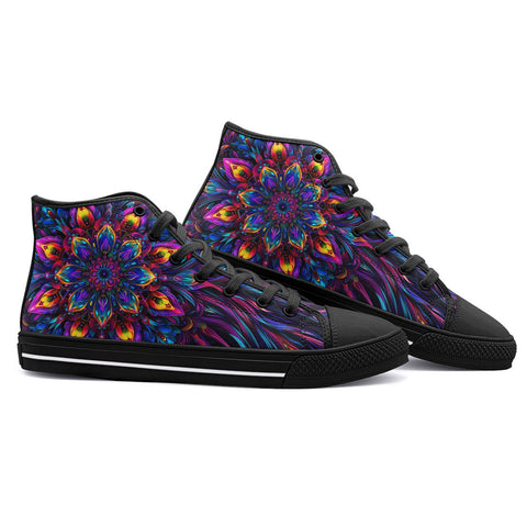 High-Top Canvas Shoes Abstract Psychedelic Cibrant Colors