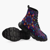 Casual Leather Chunky Boots Abstract Psychedelic Cibrant Colors