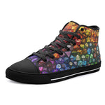 High-Top Canvas Shoes Vibrant Rainbow Dice