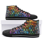 High-Top Canvas Shoes Vibrant Rainbow Dice