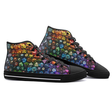 High-Top Canvas Shoes Vibrant Rainbow Dice