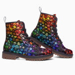 Leather Boots Vibrant Rainbow Dice