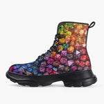 Casual Leather Chunky Boots Vibrant Colorful Dice