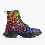 Casual Leather Chunky Boots Vibrant Colorful Dice