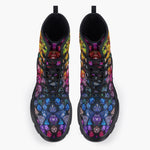 Casual Leather Chunky Boots Vibrant Colorful Dice