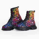 Casual Leather Chunky Boots Vibrant Colorful Dice