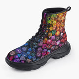 Casual Leather Chunky Boots Vibrant Colorful Dice