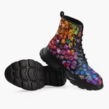 Casual Leather Chunky Boots Vibrant Colorful Dice