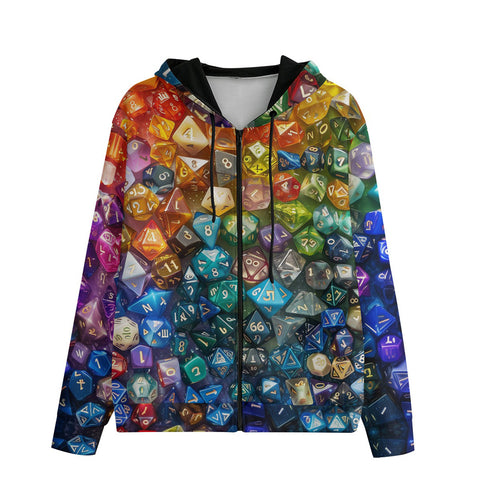 Men's Zip Up Hoodie Rainbow Colorful Dice