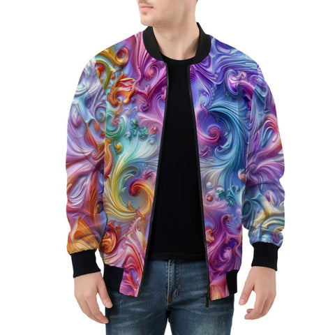 Bomber Jacket Vibrant Swirling Colors