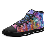 High-Top Canvas Shoes Vibrant Swirling Colors