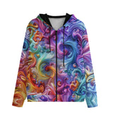 Men's Zip Up Hoodie Vibrant Swirling Colors