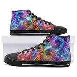 High-Top Canvas Shoes Vibrant Swirling Colors