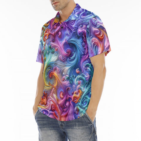 Men's Polo Shirt Vibrant Swirling Colors