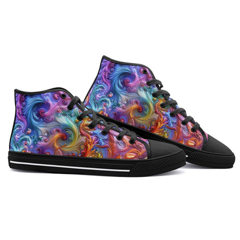 High-Top Canvas Shoes Vibrant Swirling Colors